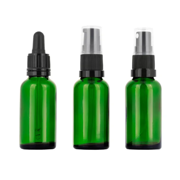 Glasflaska grön med pipett 30 ml