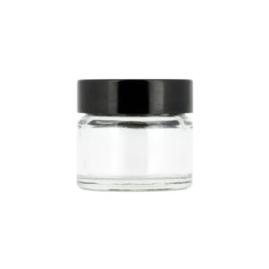 Glasburk klar 15 ml med svart lock