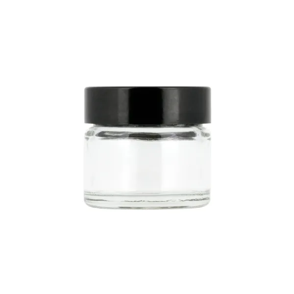 Glasburk klar 15 ml med svart lock