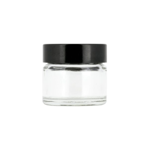 Glasburk klar 15 ml med svart lock