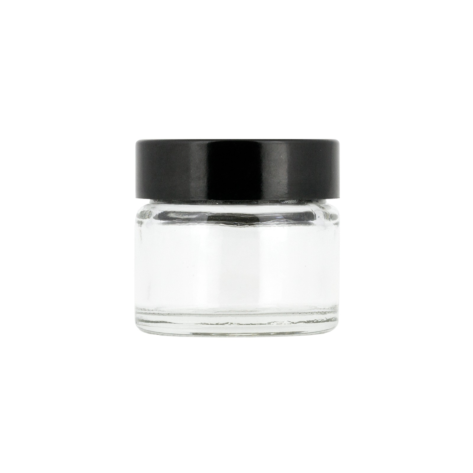 Glasburk klar 15 ml med svart lock
