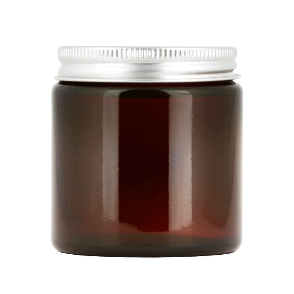 Brun glasburk 120 ml med lock