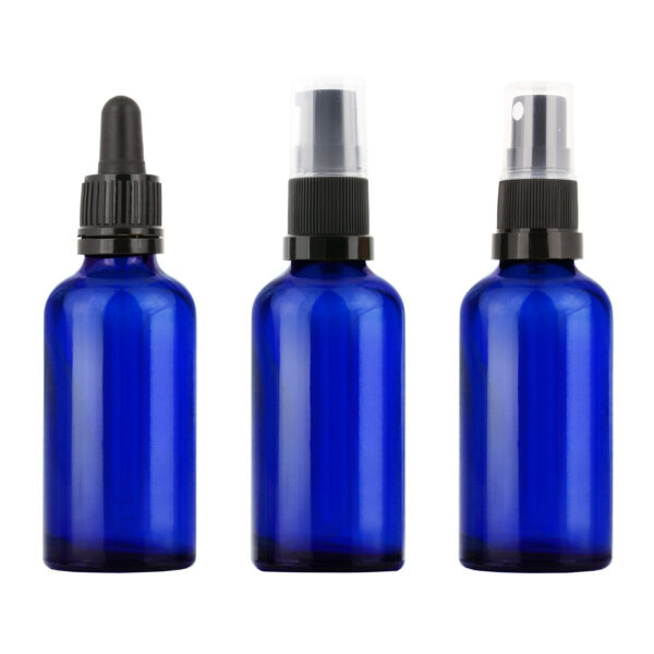 Blå glasflaska 50 ml med kork