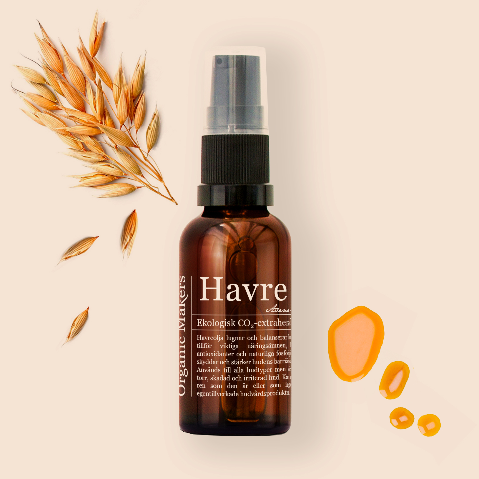 Havreolja oat oil ekologisk för hudvård - organicmakers.se