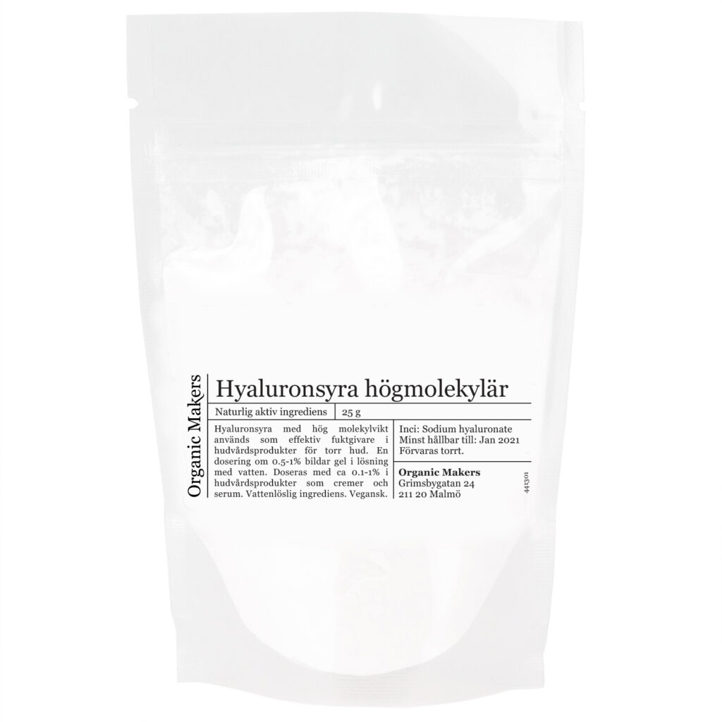 Hyaluronsyra högmolekylär för DIY hudvård - organicmakers.se