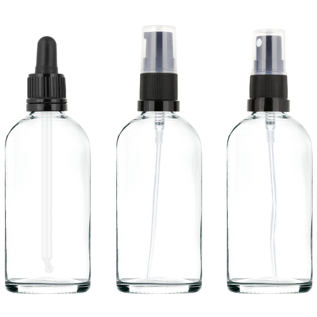 klar glasflaska 100 ml med kork