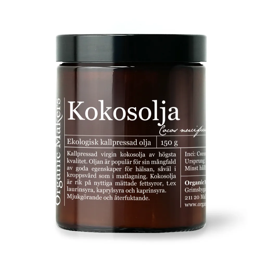 kokosolja i brun glasburk