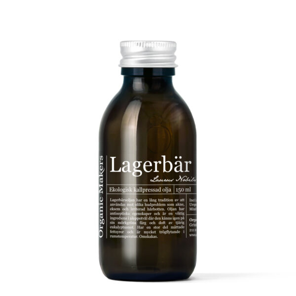 Lagerbladsolja i glasflaska