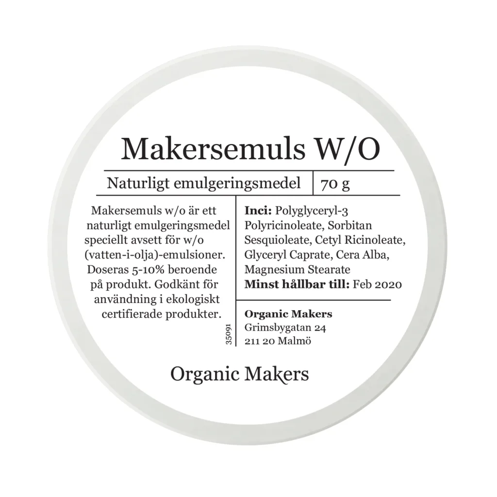 Makersemuls w/o naturligt vatten-i-olja emulgeringsmedel