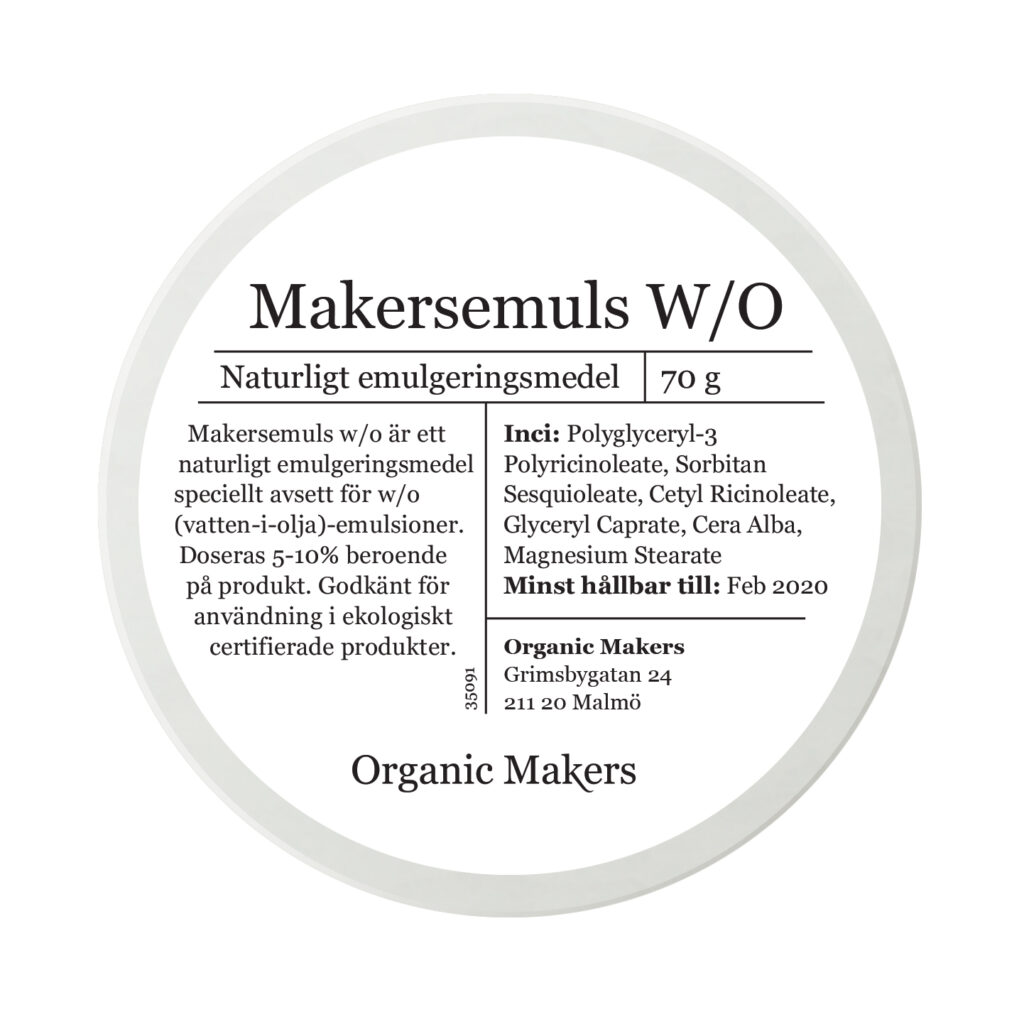 Makersemuls w/o naturligt vatten-i-olja emulgeringsmedel