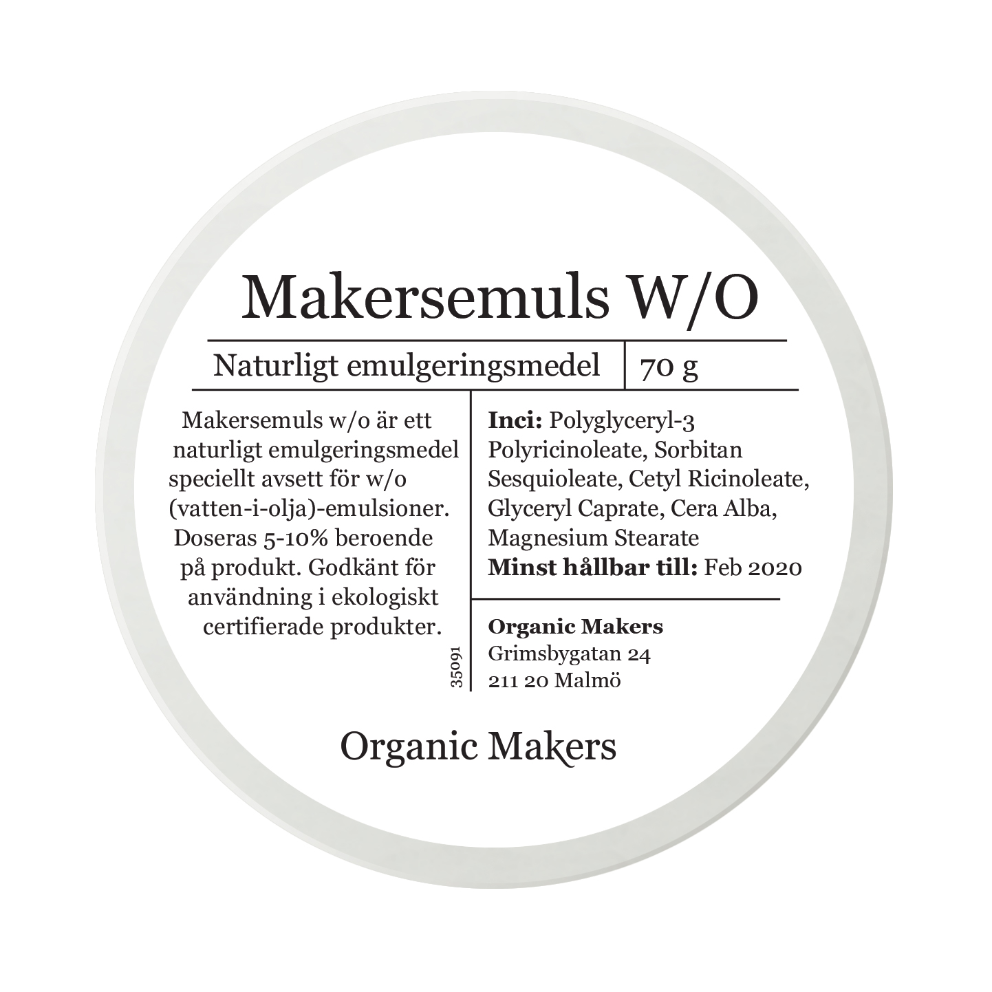 Makersemuls w/o naturligt vatten-i-olja emulgeringsmedel