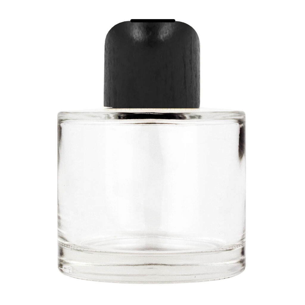 Parfymflaska 100 ml med svart aromaterapikork.