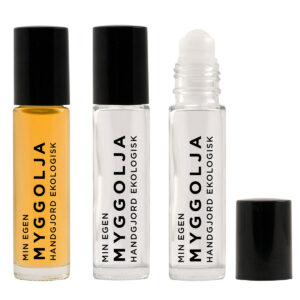 Etiketterade flaskor med rollon 10ml för DIY myggolja