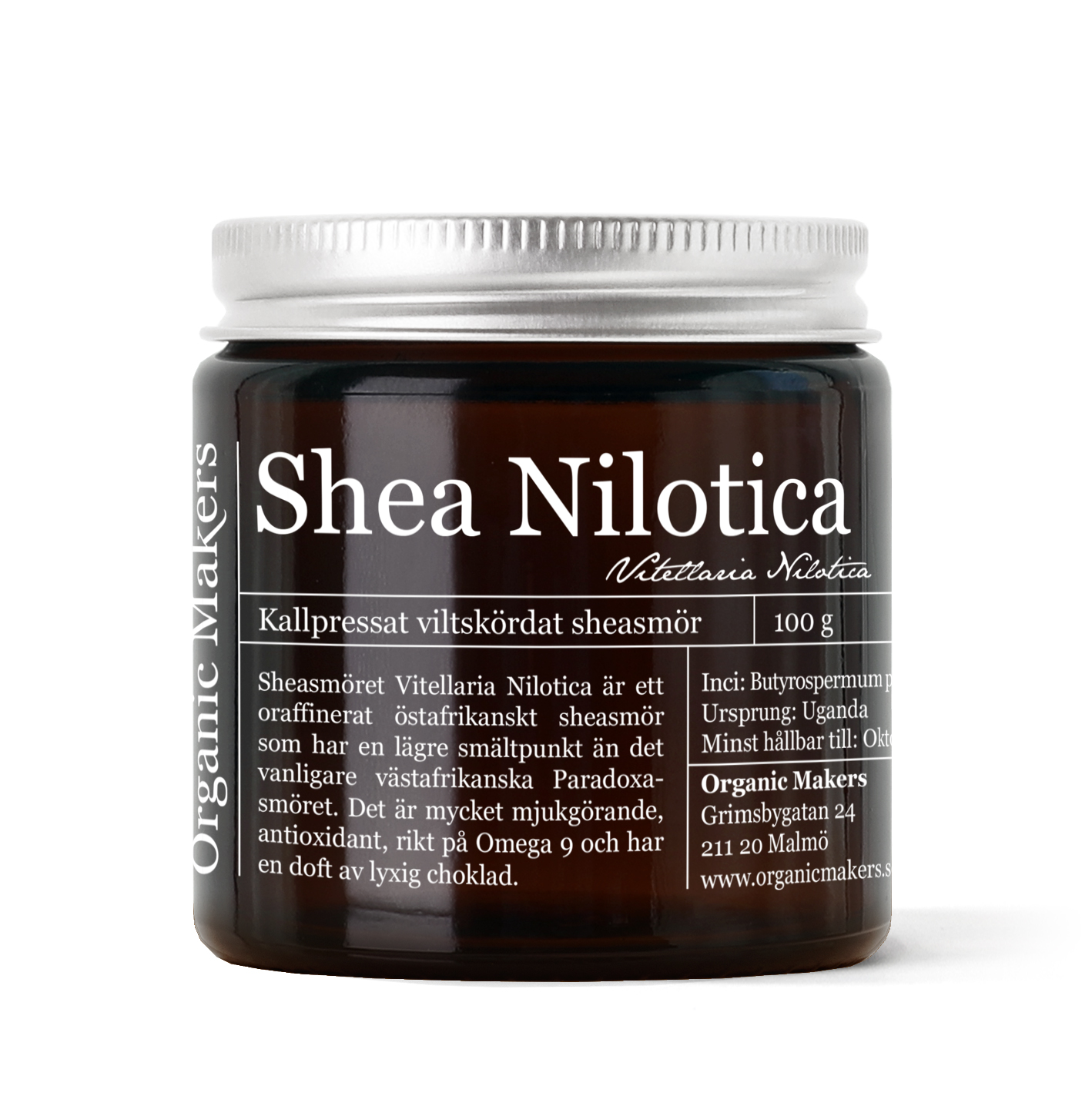 Sheasmör nilotica i brun glasburk