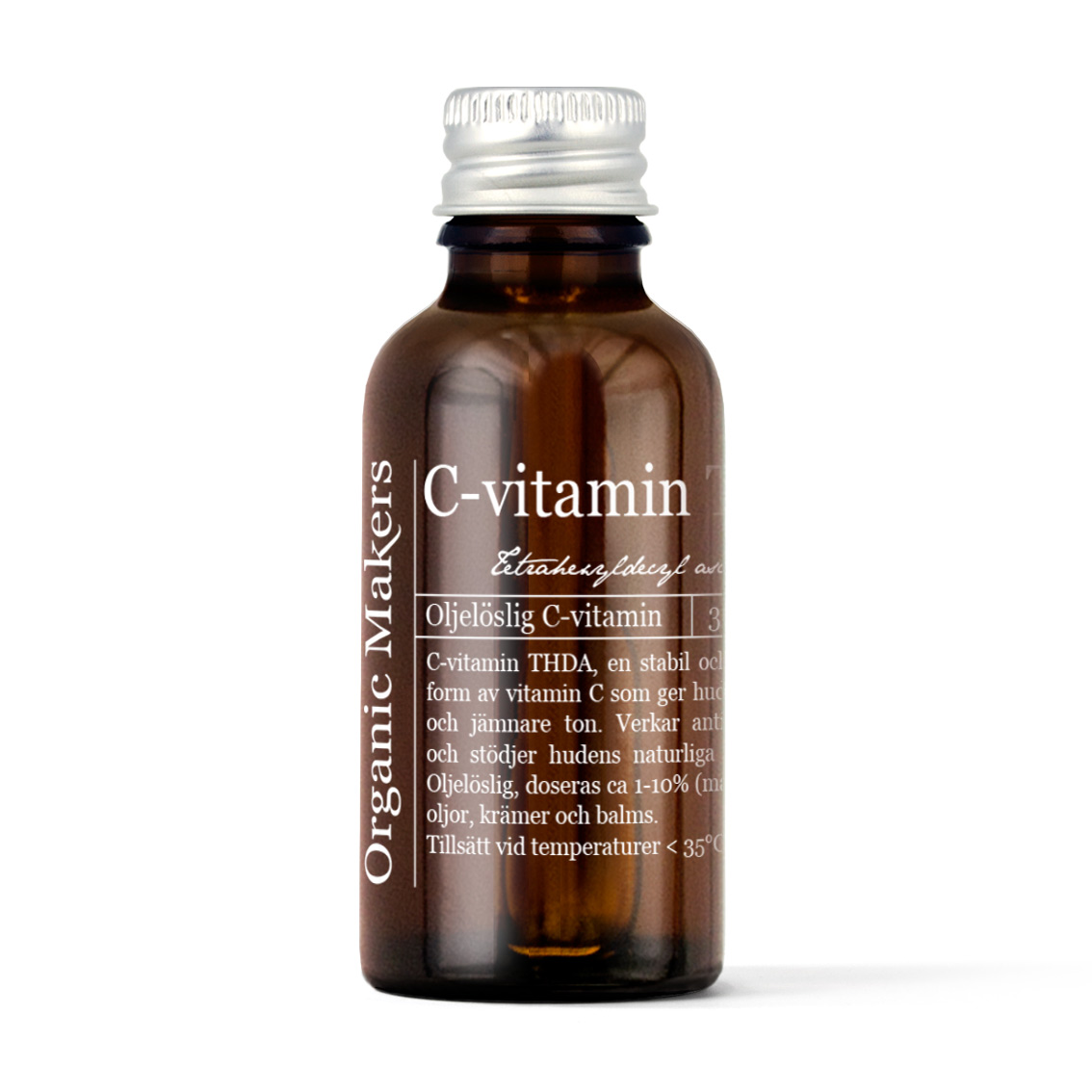 C-vitamin oljelöslig i glasflaska- Ingrediens DIY hudvård-Organic Makers